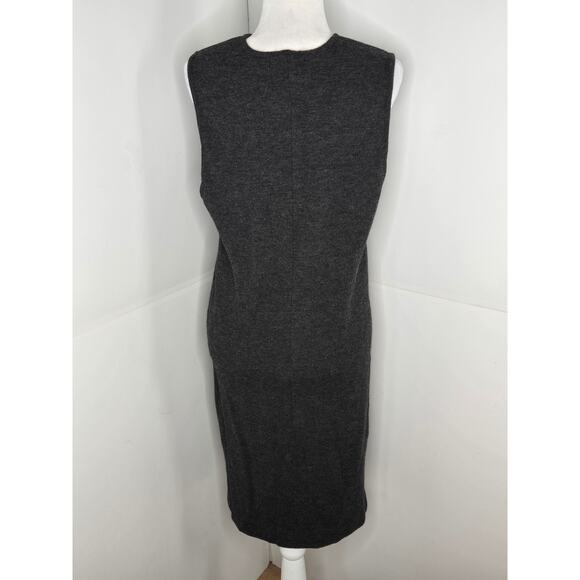 Nordstrom EUC sleeveless wool midi full zip vest dress Large charcoal dark grey - Picture 3 of 16